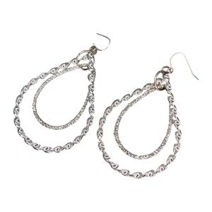 Twisted Silver Hoop Earrings